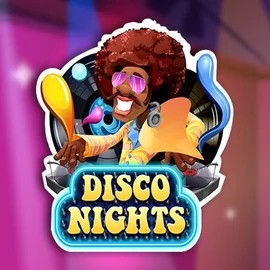 Disco Nights slot logo by Red Rake Gaming at HappySpins Casino